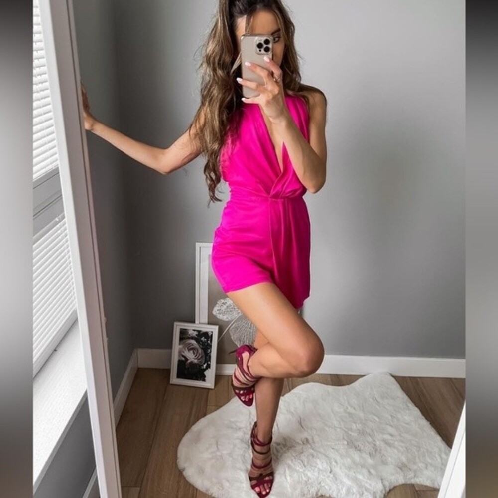 ZARA SATIN EFFECT SHORT JUMPSUIT - Picture 2 of 6